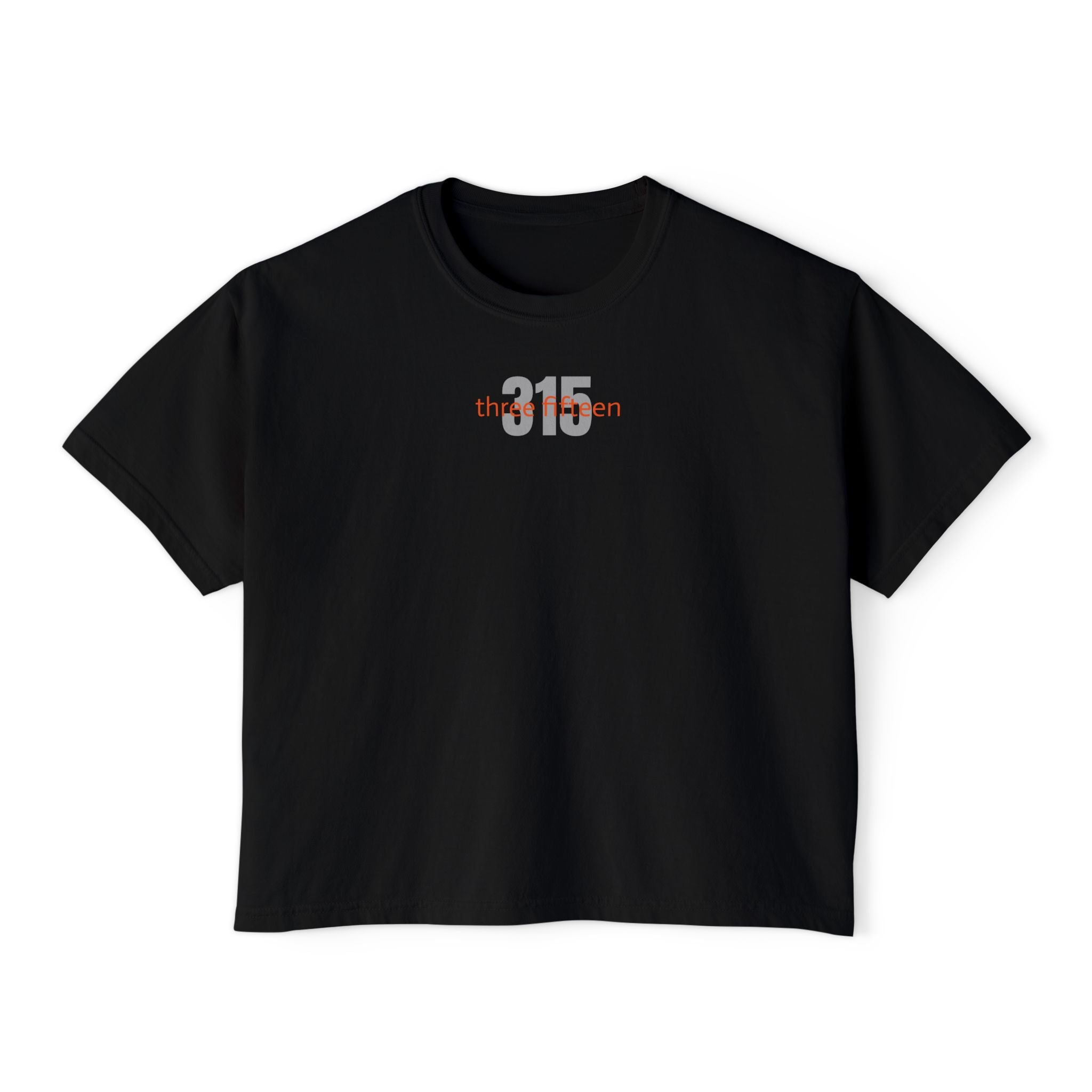 1 - Women's Boxy Tee Bold 315 — Minimalist City Number Graphic Shirt