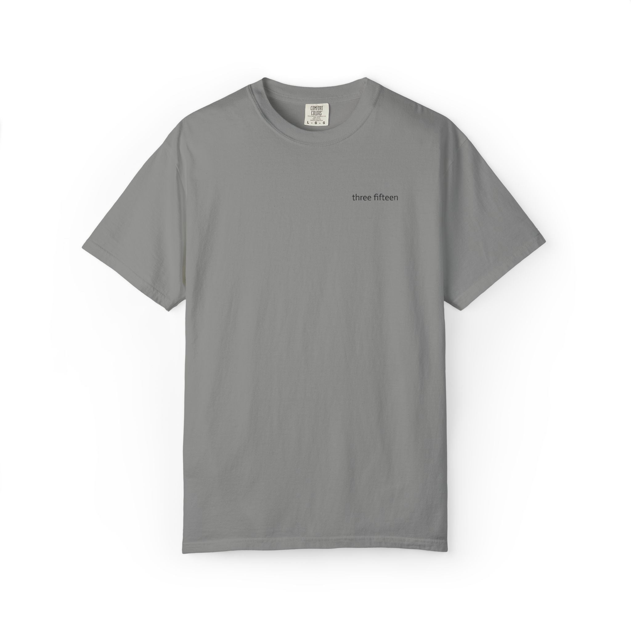 11 - Embroidered Three Fifteen Multi Color Minimalist '75' Chest Logo T-Shirt – Garment-Dyed White Casual Tee