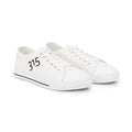 31 - Men's White Low Top Sneakers — Minimal White Canvas Shoes with '315' Side Graphic