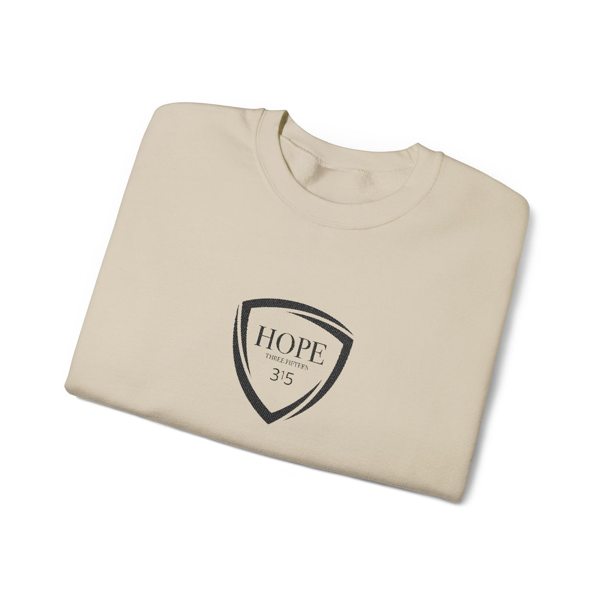 15 - Embroidered Hope Shield Crewneck Sweatshirt — Motivational Black Pullover