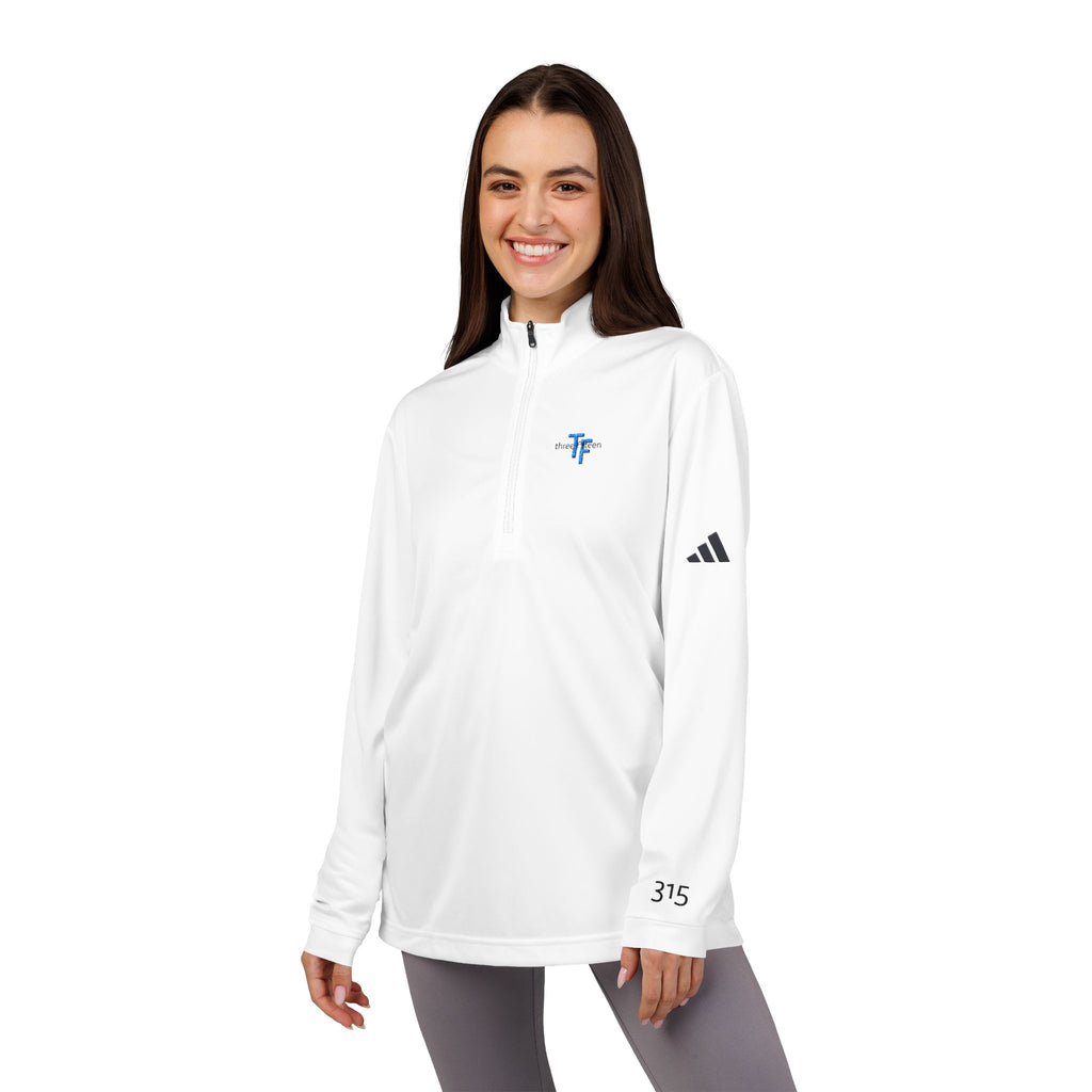17 - Embroidered Adidas Quarter-Zip Pullover – White adidas® Performance Top