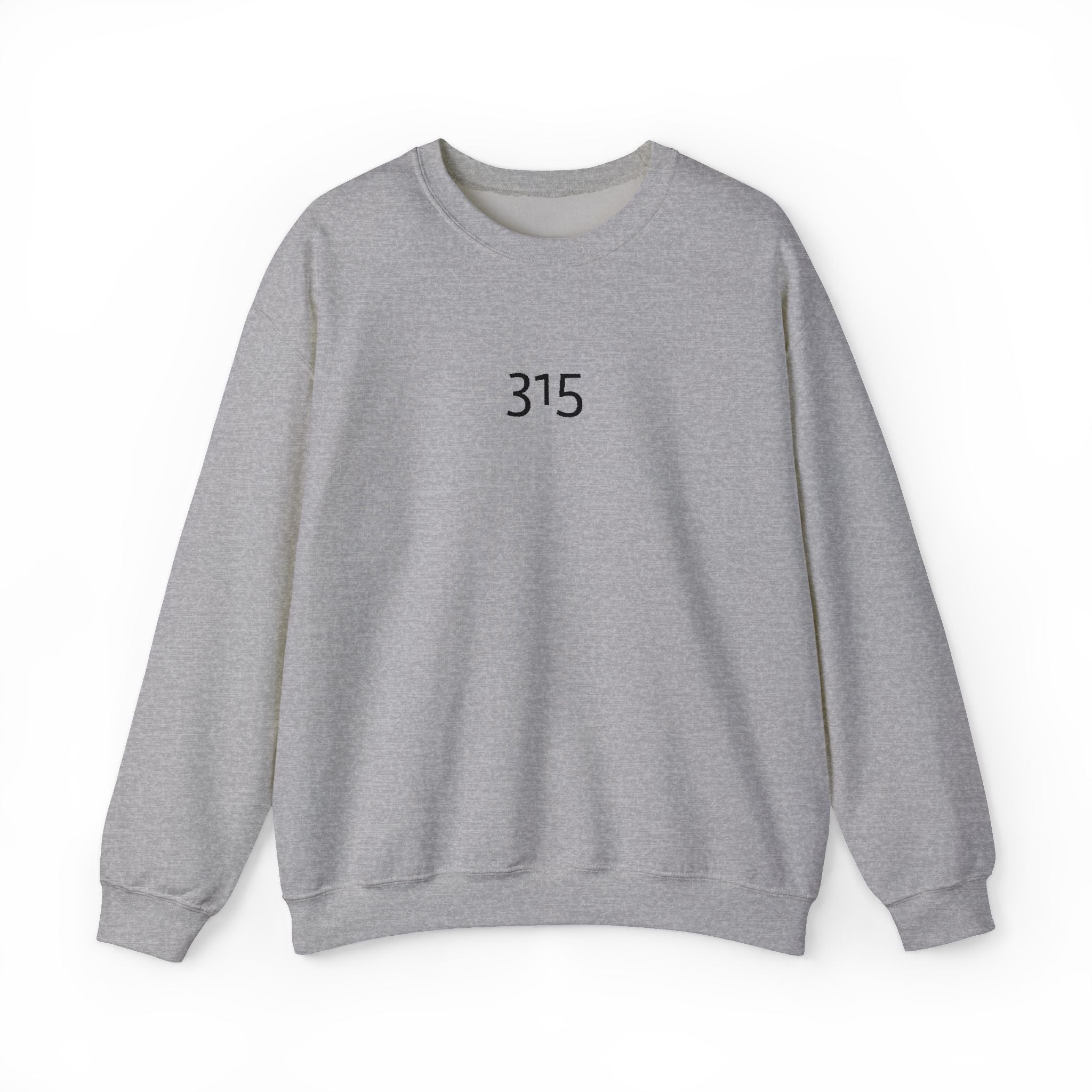 Minimal '315' Logo Crewneck Sweatshirt — White Casual Pullover