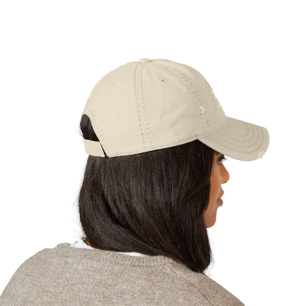 Distressed Embroidered Dad Hat - Casual Chic Accessory