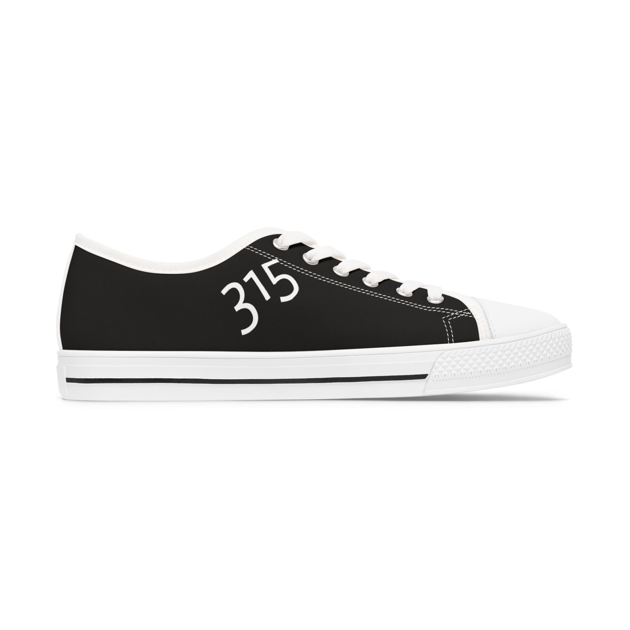 31 - Women's Low Top Sneakers — Minimal White Canvas Shoes with '315' Side Print