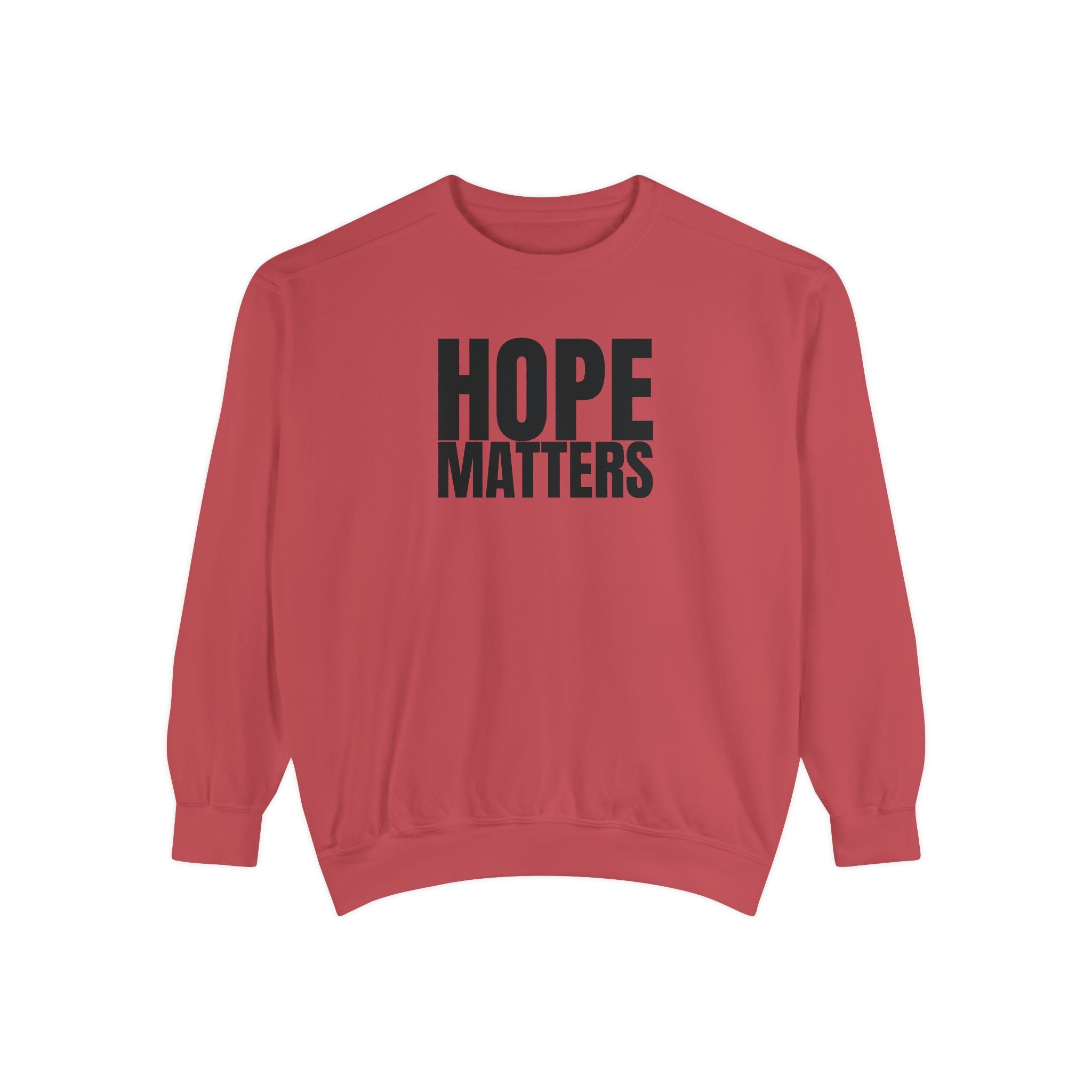 Multi Color Hope Matters Embroidered Minimalist Logo Sweatshirt — White Crewneck Casual Pullover