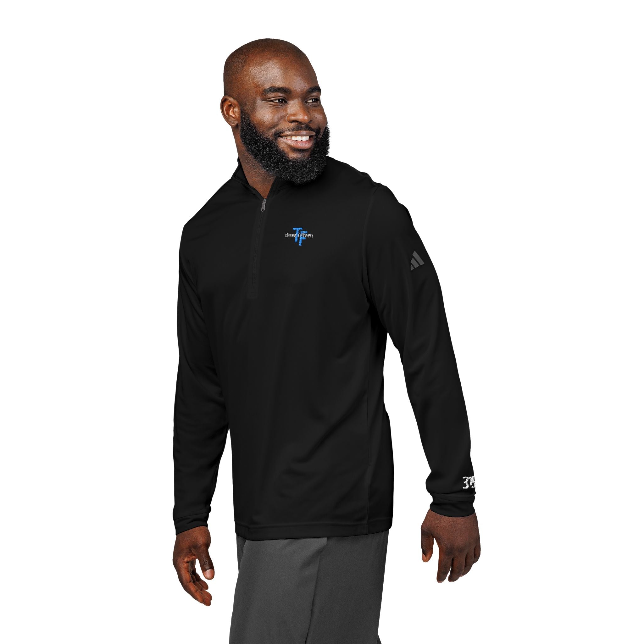 17 - Embroidered Adidas Quarter-Zip Pullover – White adidas® Performance Top