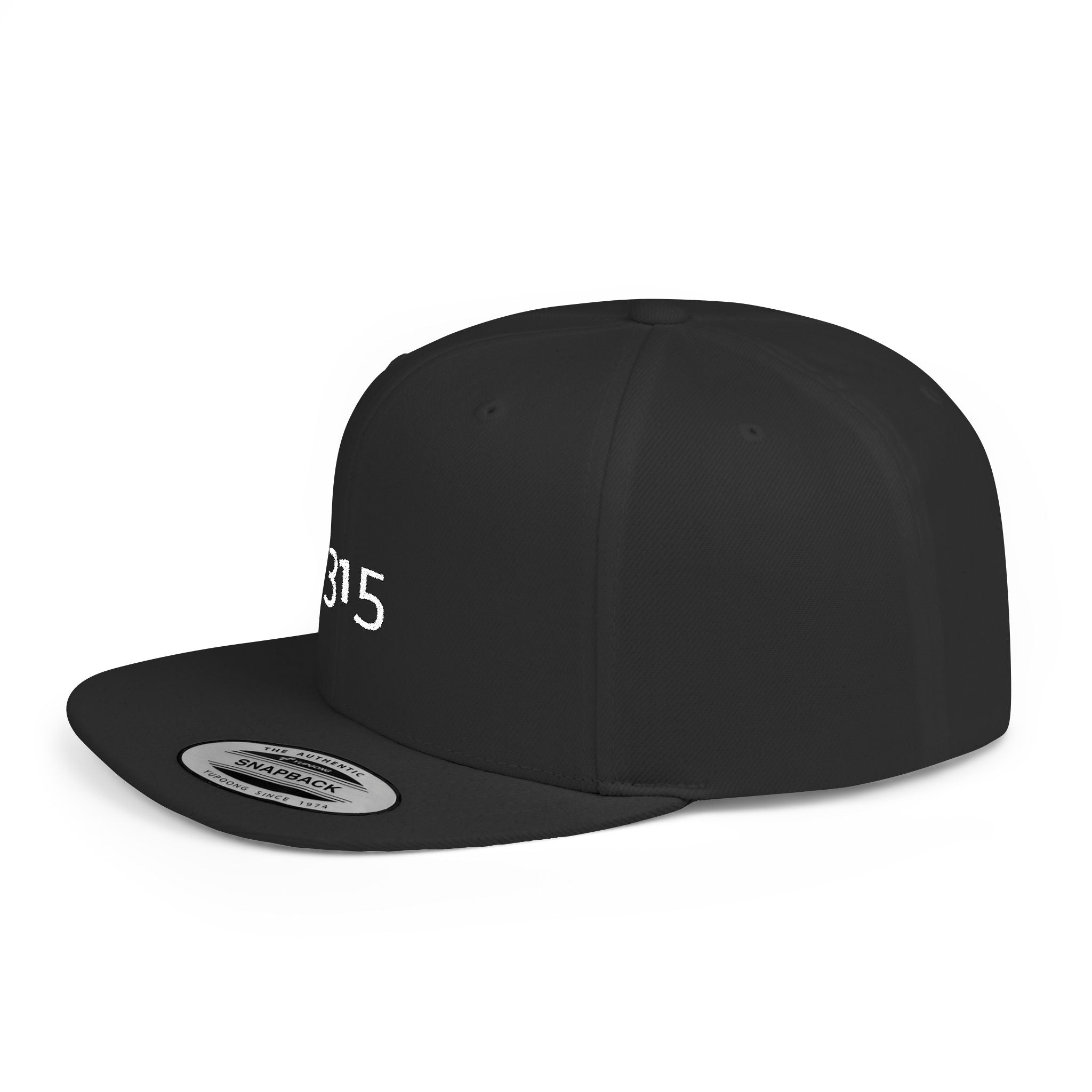 Custom White Flat Bill Snapback Hat with 315 Design