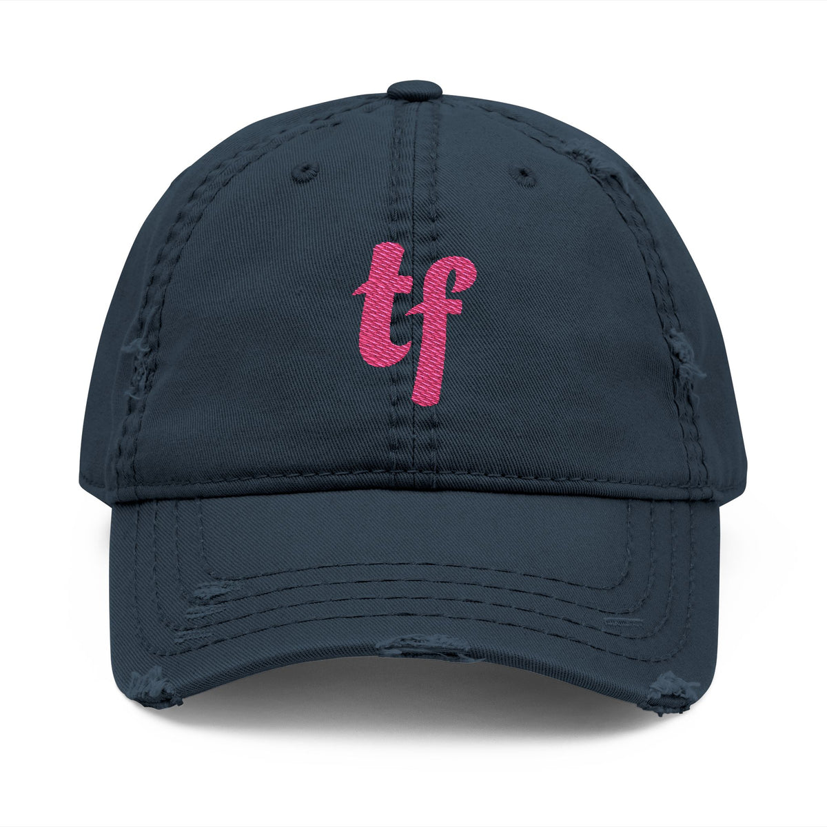 3 - TF Cursive - Hat Distressed Embroidered TF Three Fifteen Dad Hat - Casual Chic Accessory