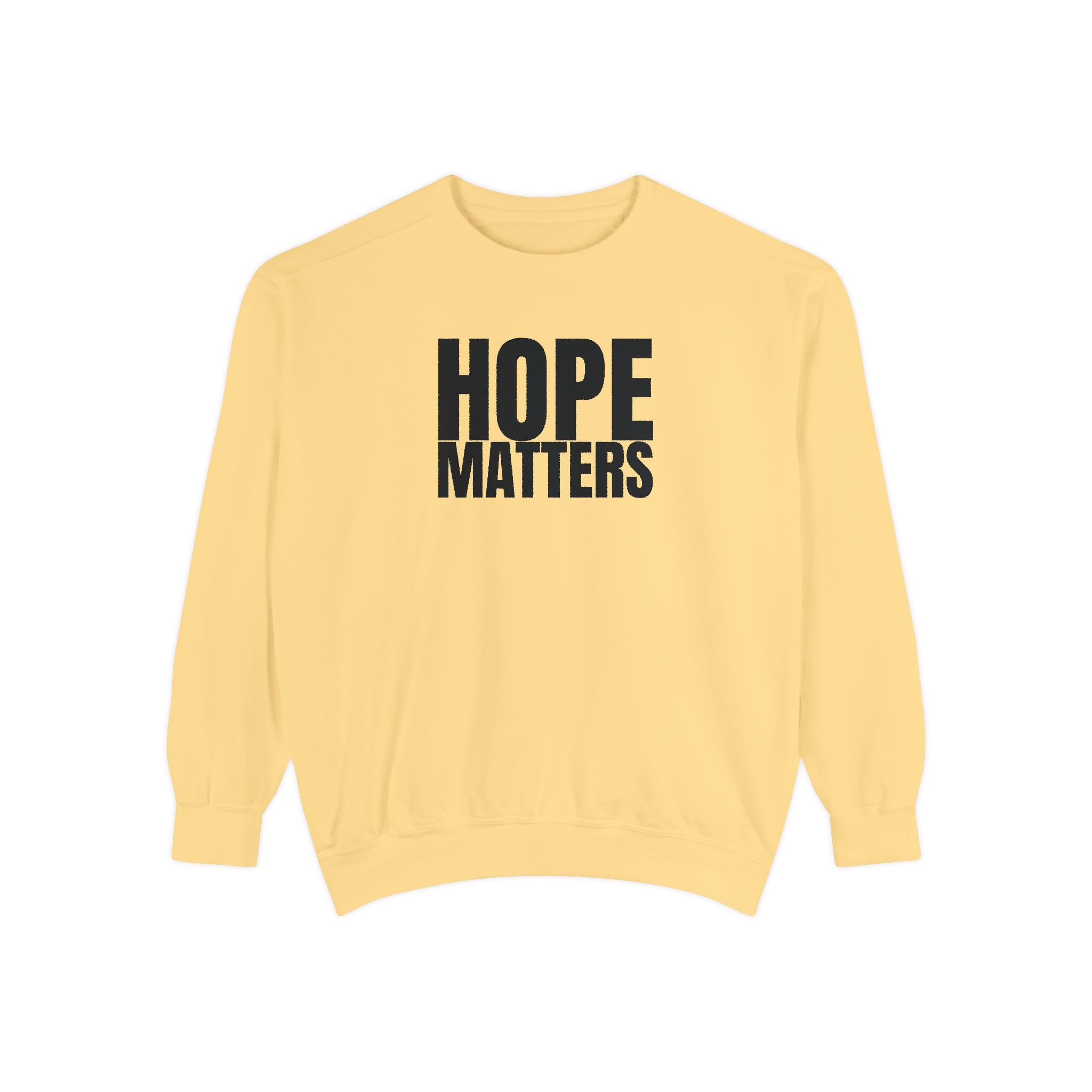 Multi Color Hope Matters Embroidered Minimalist Logo Sweatshirt — White Crewneck Casual Pullover