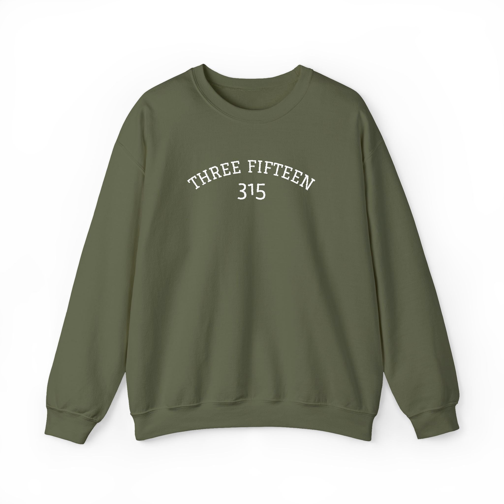 15 - Minimal '315' Embroidered Logo Crewneck Sweatshirt — White Casual Pullover