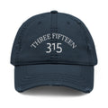 3 - Distressed Embroidered Dad Hat – "Three Fifteen 315" Vintage Baseball Cap