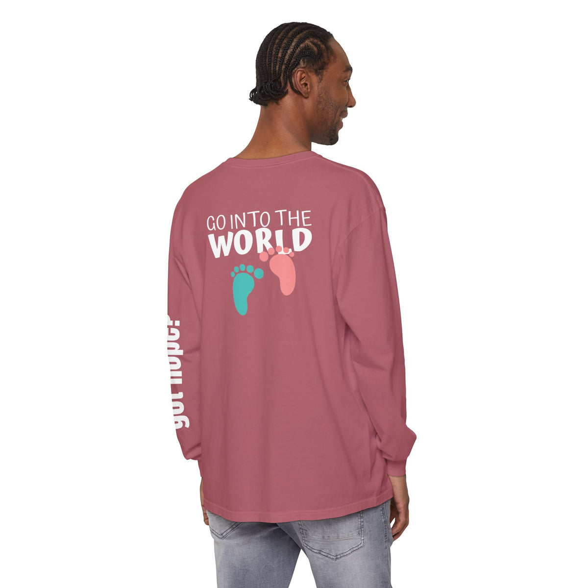 12 - Long sleeve tee 315 Go Into the WorldUnisex Long Sleeve T-Shirt - Inspirational Casual Wear