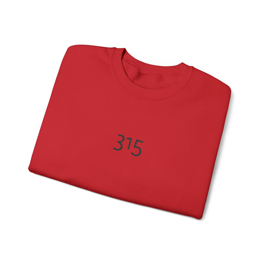 Minimal '315' Logo Crewneck Sweatshirt — White Casual Pullover