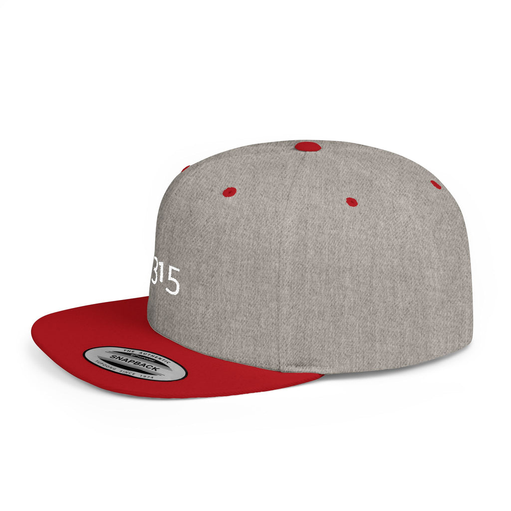 Custom White Flat Bill Snapback Hat with 315 Design