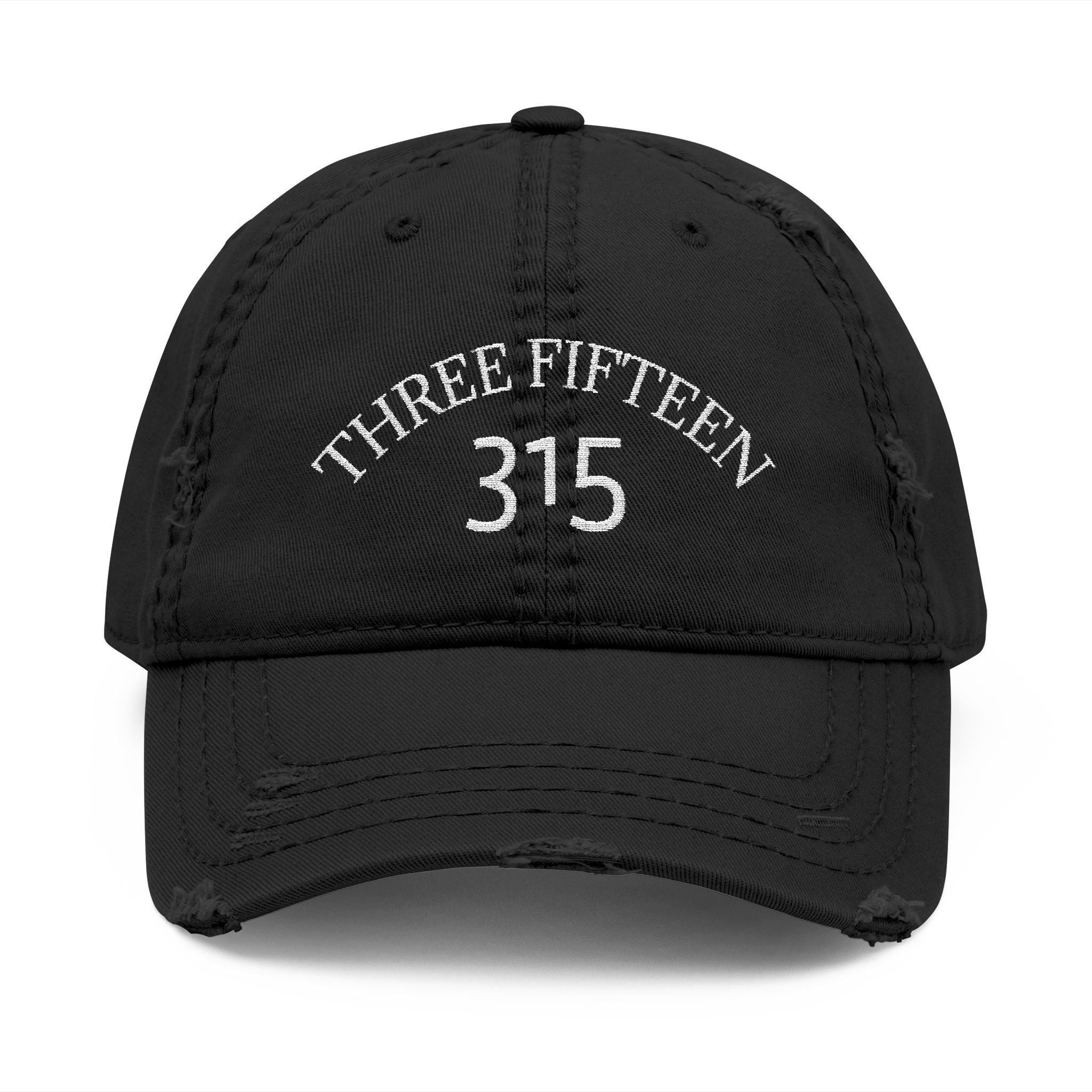 3 - Distressed Embroidered Dad Hat – "Three Fifteen 315" Vintage Baseball Cap