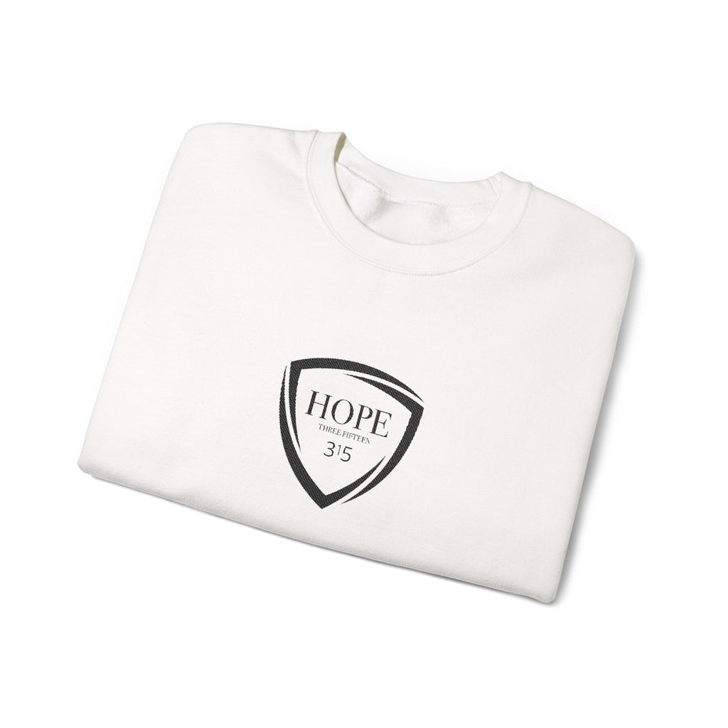 15 - Embroidered Hope Shield Crewneck Sweatshirt — Motivational Black Pullover