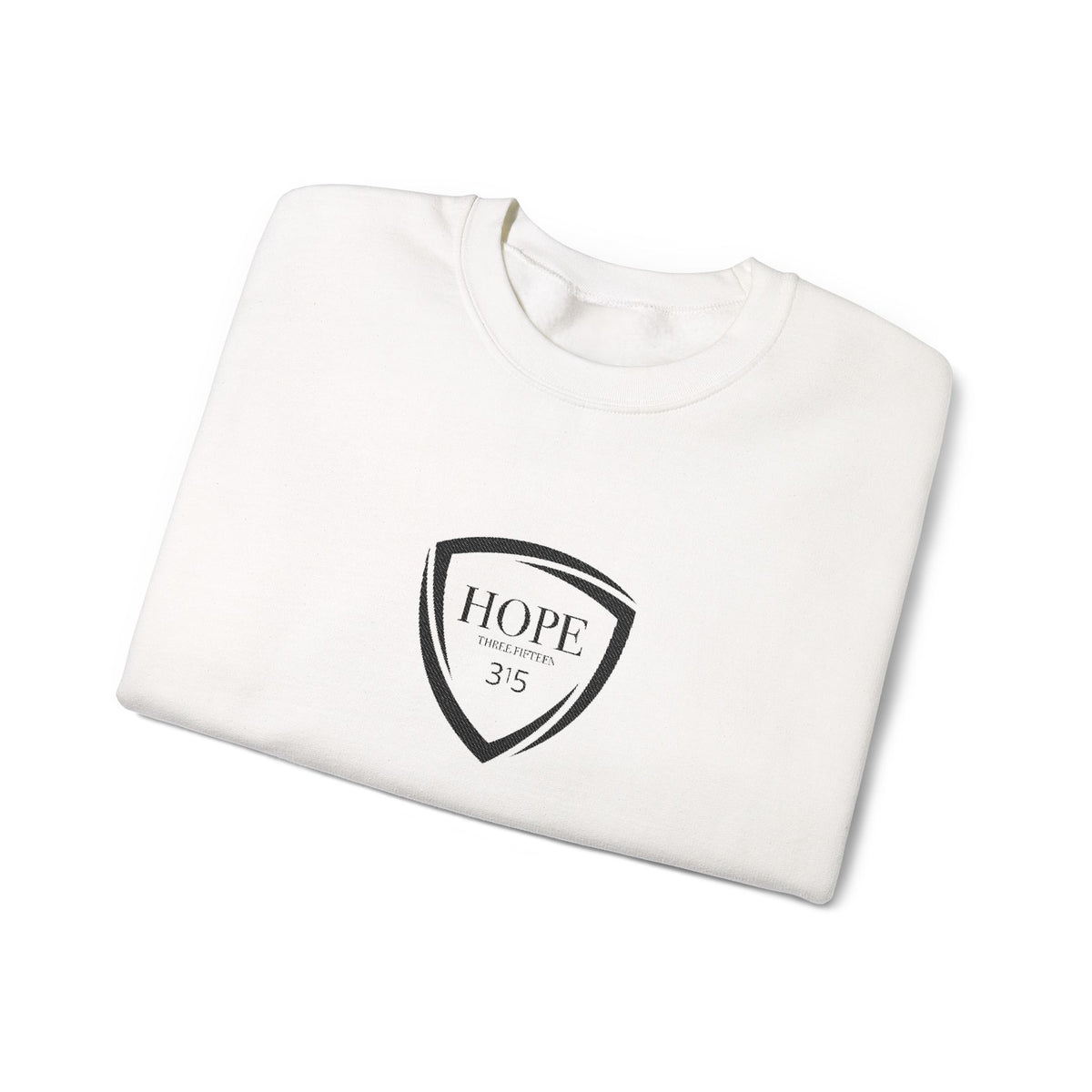 15 - Embroidered Hope Shield Crewneck Sweatshirt — Motivational Black Pullover