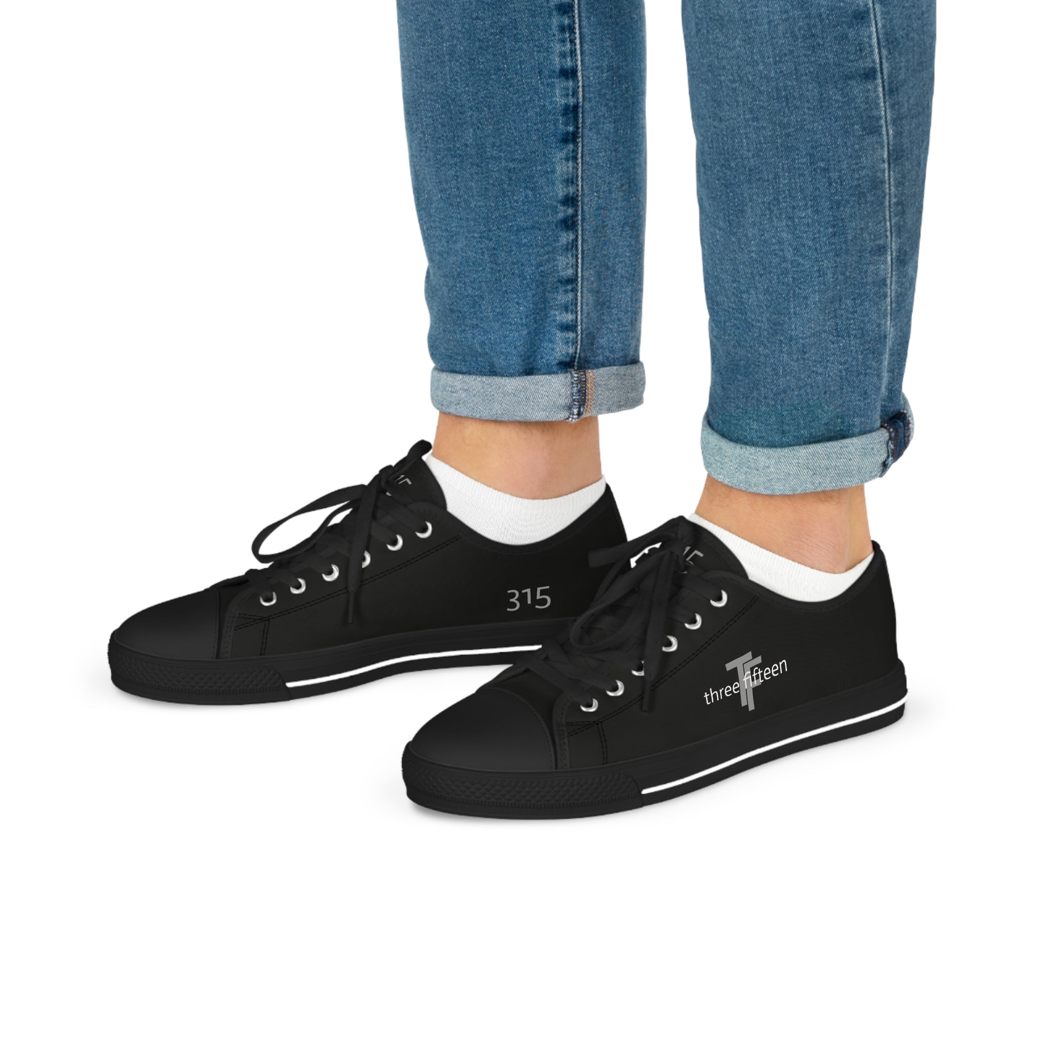 31 - Men's Low Top Sneakers TF — Minimal Grey Canvas Shoes with '315' Side Graphic