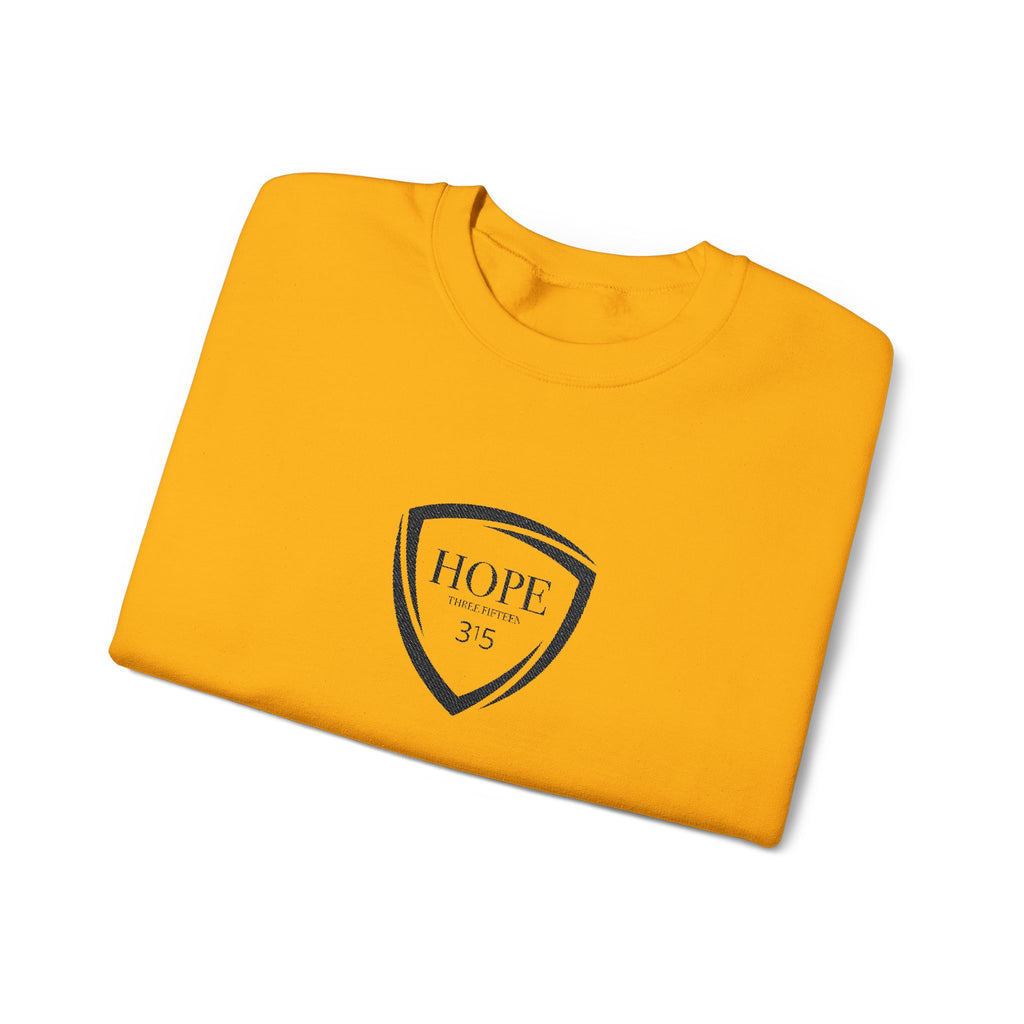 15 - Embroidered Hope Shield Crewneck Sweatshirt — Motivational Black Pullover