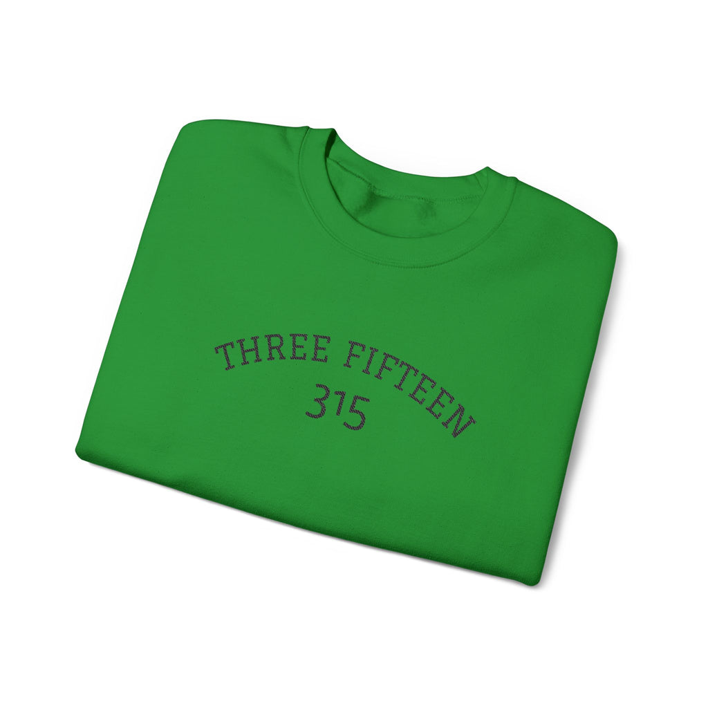 15 - Minimal '315' Embroidered Logo Crewneck Sweatshirt — White Casual Pullover