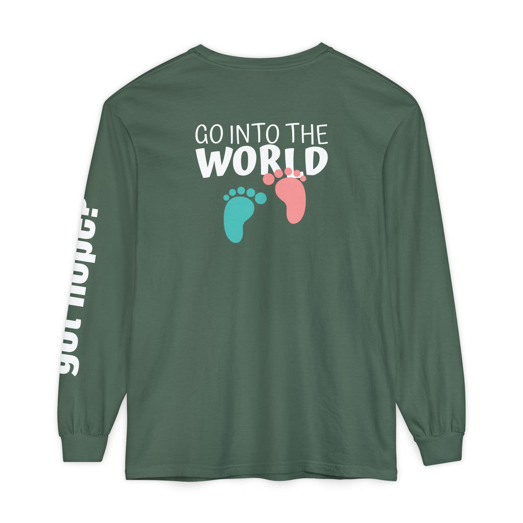 12 - Long sleeve tee 315 Go Into the WorldUnisex Long Sleeve T-Shirt - Inspirational Casual Wear