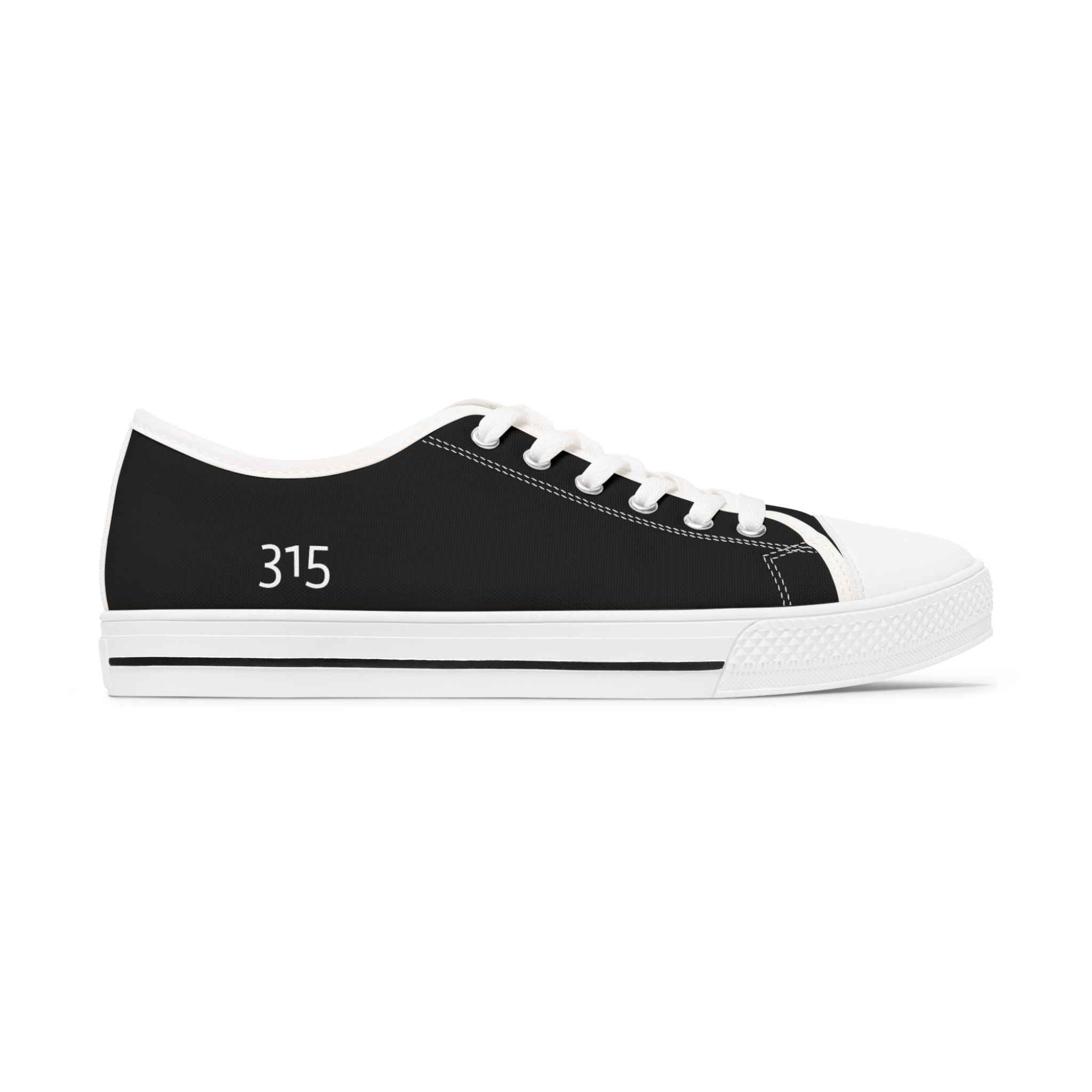 31 - Women’s Low Top Sneakers — Black 'Three Fifteen' Graphic Casual Canvas Shoes