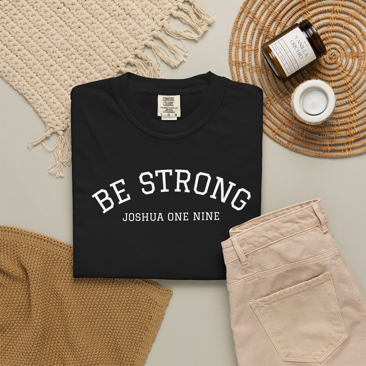 01 - Multi Colors  “Be Strong Joshua One Nine” Plain Back Store Graphic T-Shirt