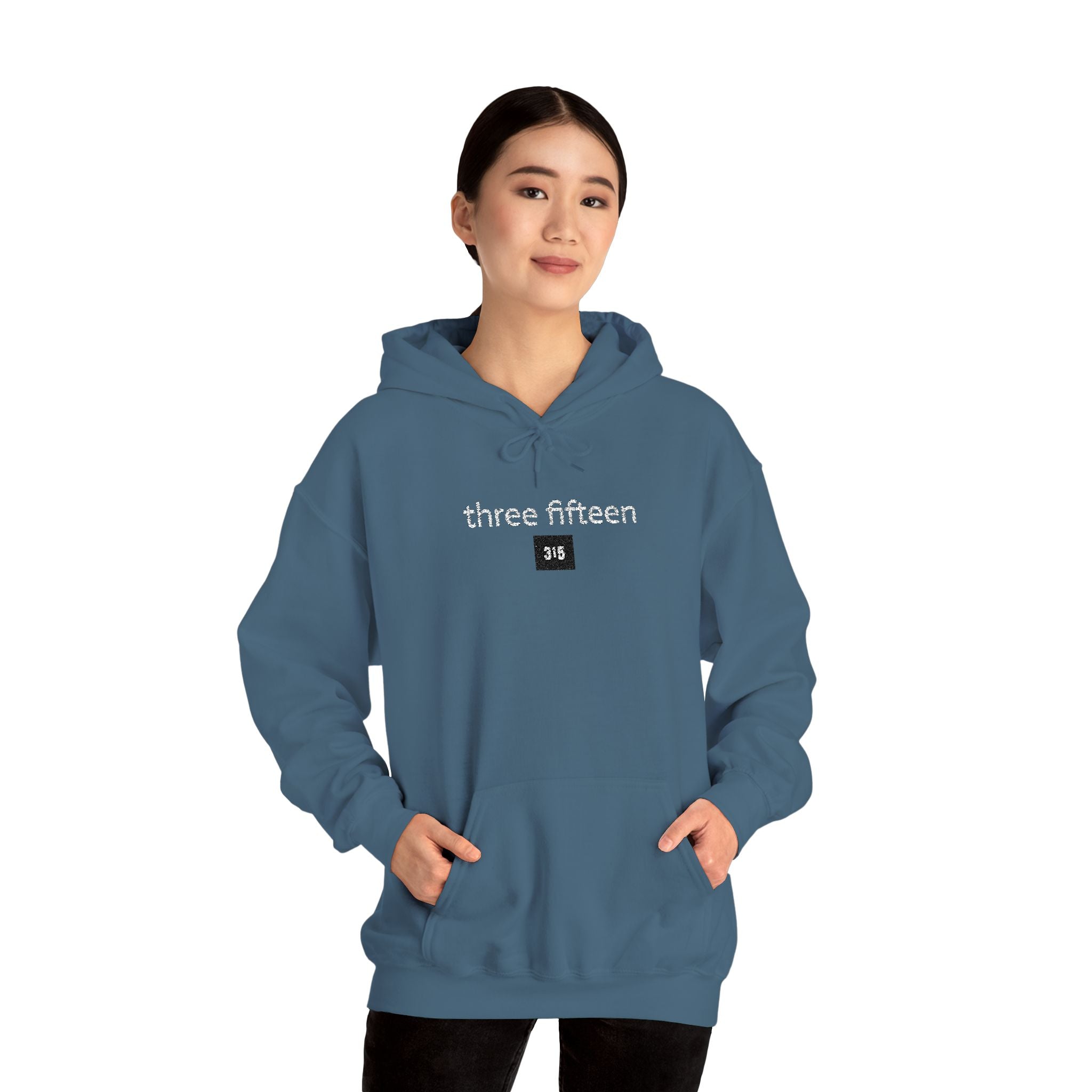 16 - 315 Square Embroidered Hoodie — Minimalist Distressed Graphic Sweatshirt