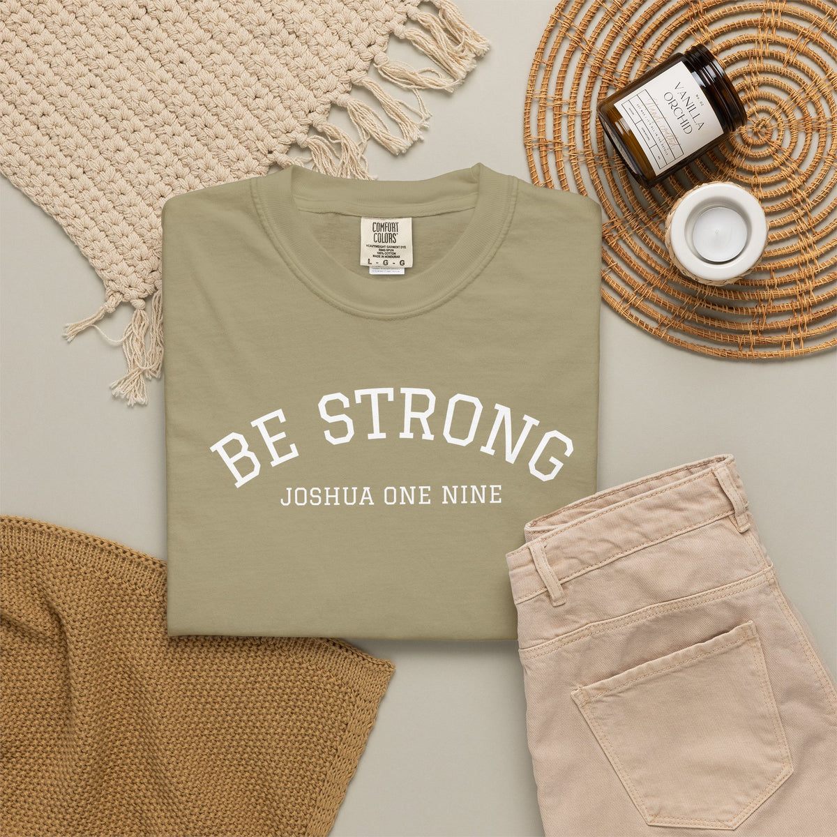 01 - Multi Colors  “Be Strong Joshua One Nine” Plain Back Store Graphic T-Shirt