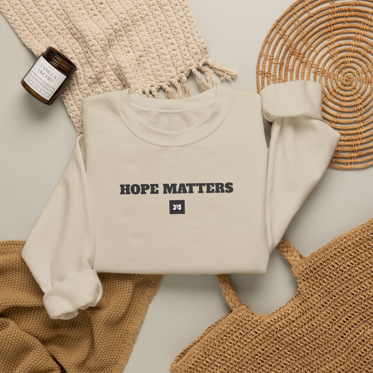 15 - Hope Matters 315 Multi Colors Embroidered - Unisex Heavy Blend™ Crewneck Sweatshirt