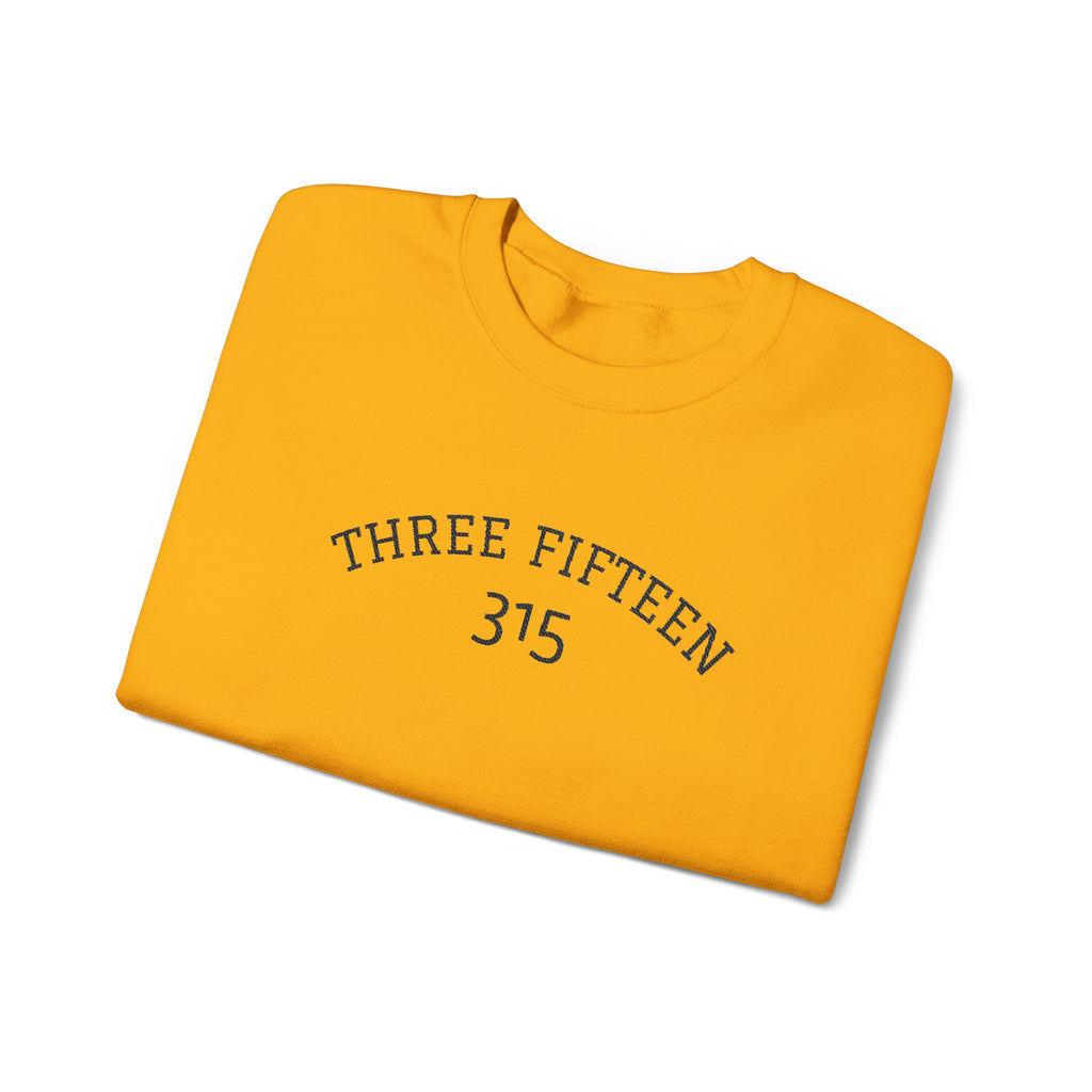 15 - Minimal '315' Embroidered Logo Crewneck Sweatshirt — White Casual Pullover