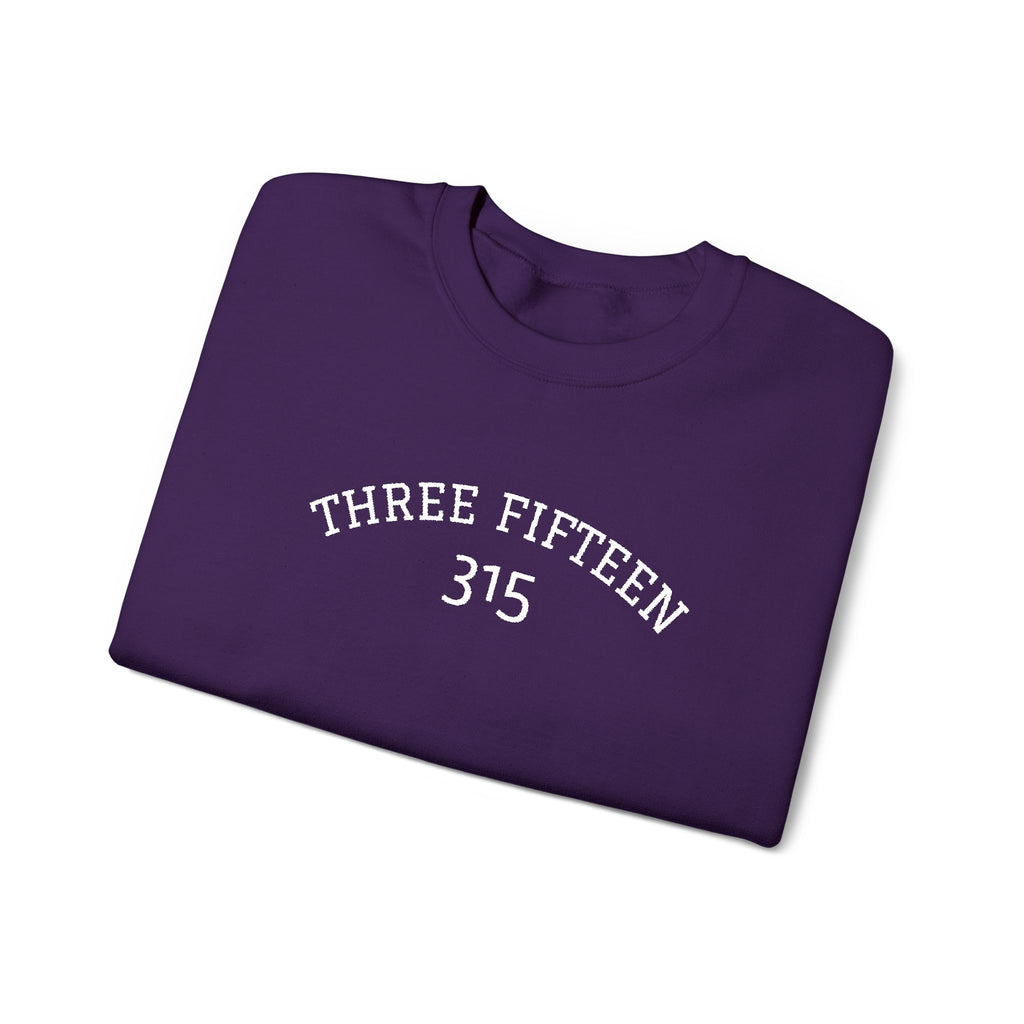 15 - Minimal '315' Embroidered Logo Crewneck Sweatshirt — White Casual Pullover