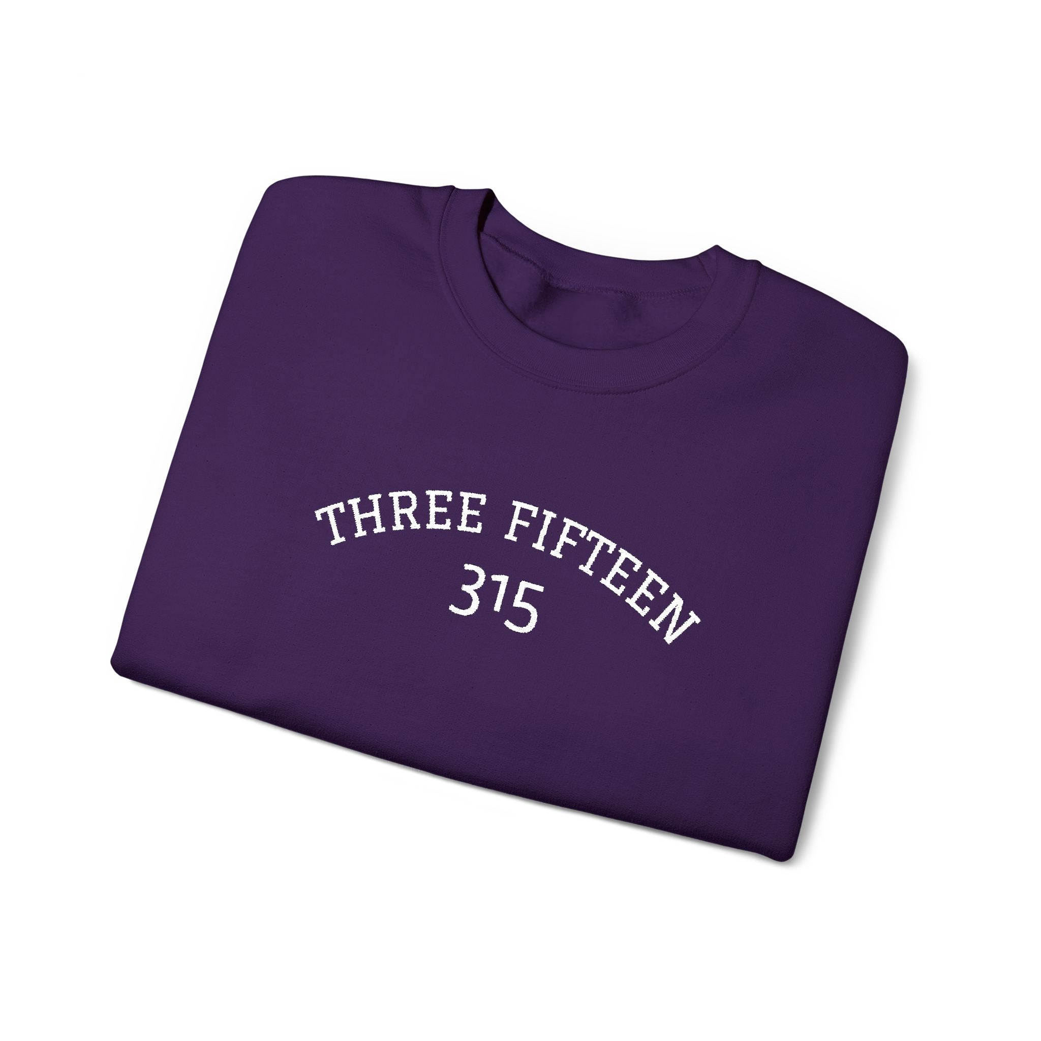 15 - Minimal '315' Embroidered Logo Crewneck Sweatshirt — White Casual Pullover