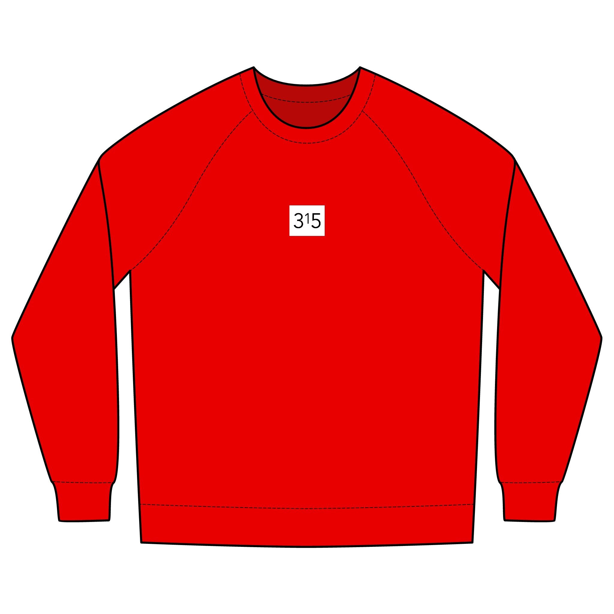 Multi Colors Minimalist Unisex Crew Sweatshirt with '315' Design