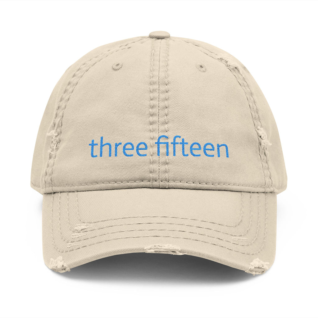 3 - Hat Distressed Embroidered Three Fifteen Dad Hat - Casual Chic Accessory