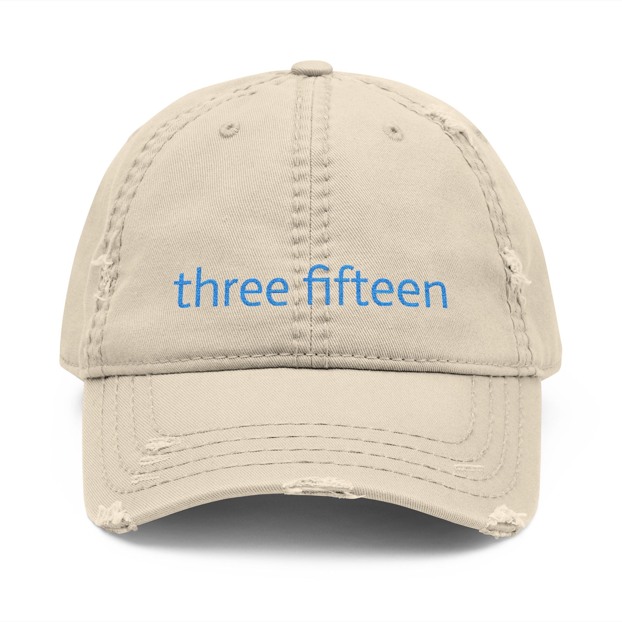 3 - Hat Distressed Embroidered Three Fifteen Dad Hat - Casual Chic Accessory