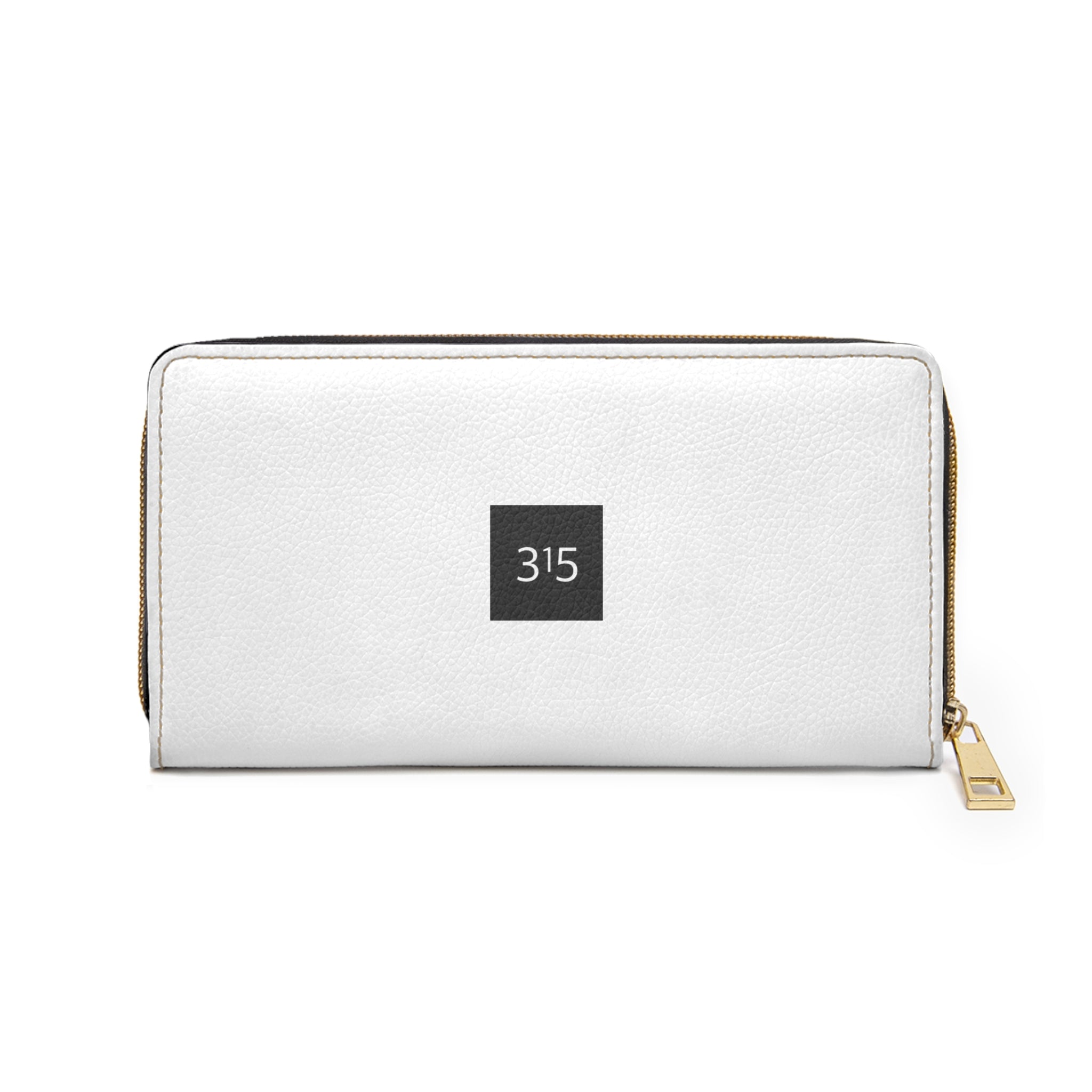 315 - Zipper Wallet — Minimal Black Wallet with '315' Mirrored Script