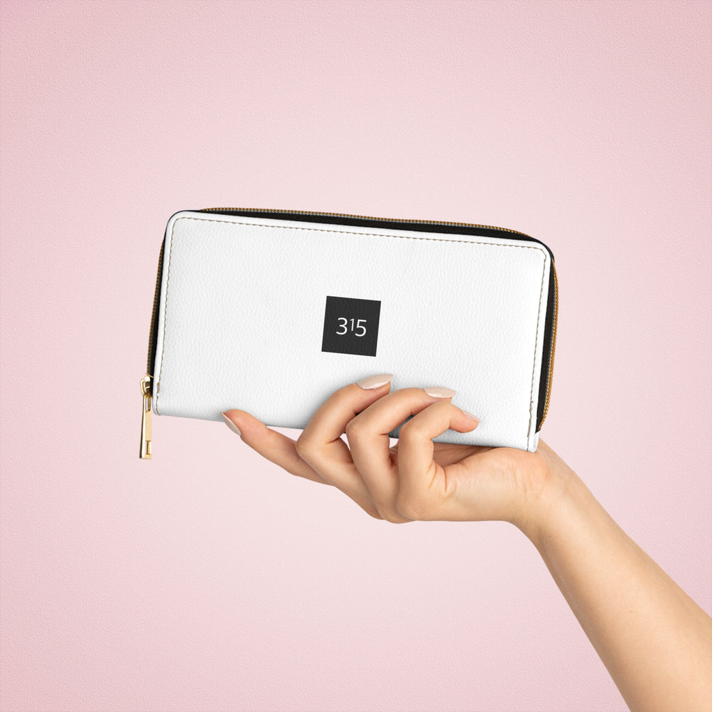 315 - Zipper Wallet — Minimal Black Wallet with '315' Mirrored Script