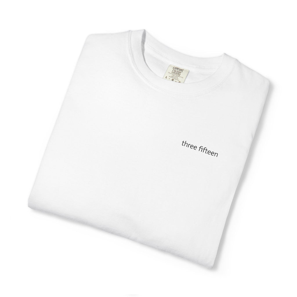 11 - Embroidered Three Fifteen Multi Color Minimalist '75' Chest Logo T-Shirt – Garment-Dyed White Casual Tee