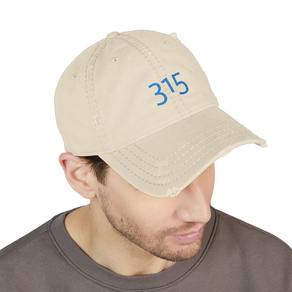 3 - 315 Embroidered Distressed Dad Hat — Vintage Casual Baseball Cap