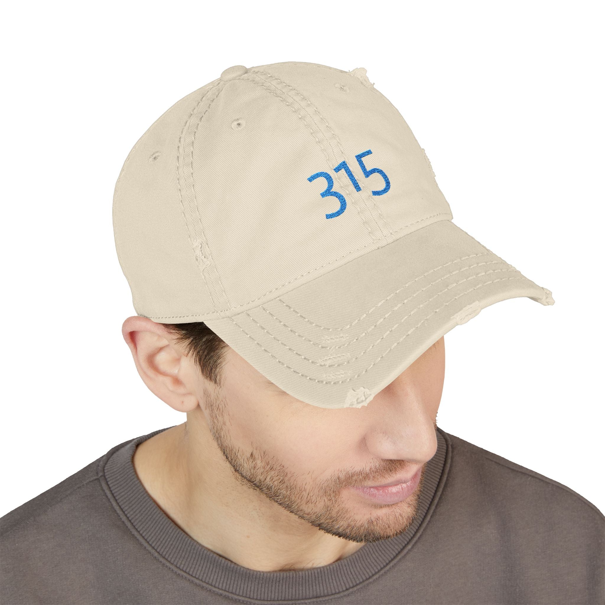 3 - 315 Embroidered Distressed Dad Hat — Vintage Casual Baseball Cap