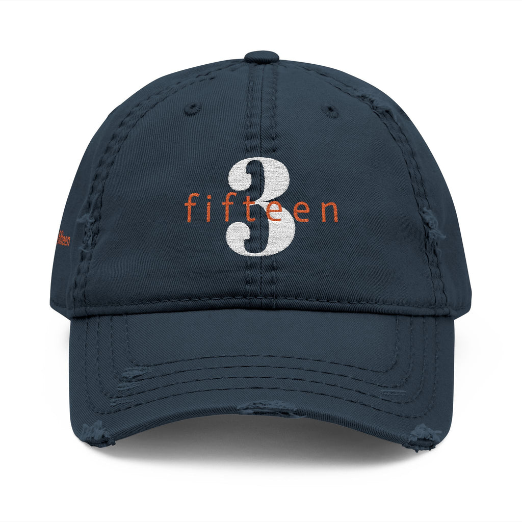 3 - 3 fifteen - Hat Distressed Embroidered TF Three Fifteen Dad Hat - Casual Chic Accessory