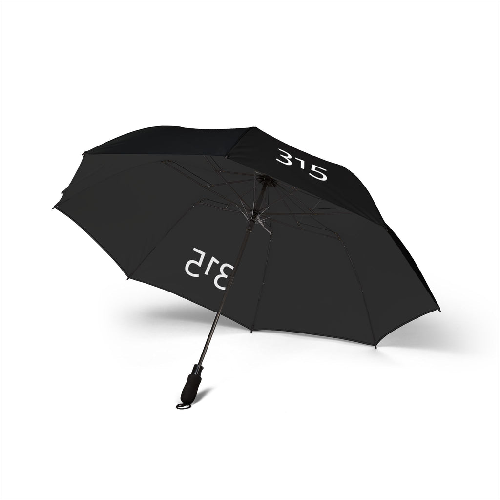 315 Compact Semi-Automatic Foldable Umbrella – Black with 315 Print