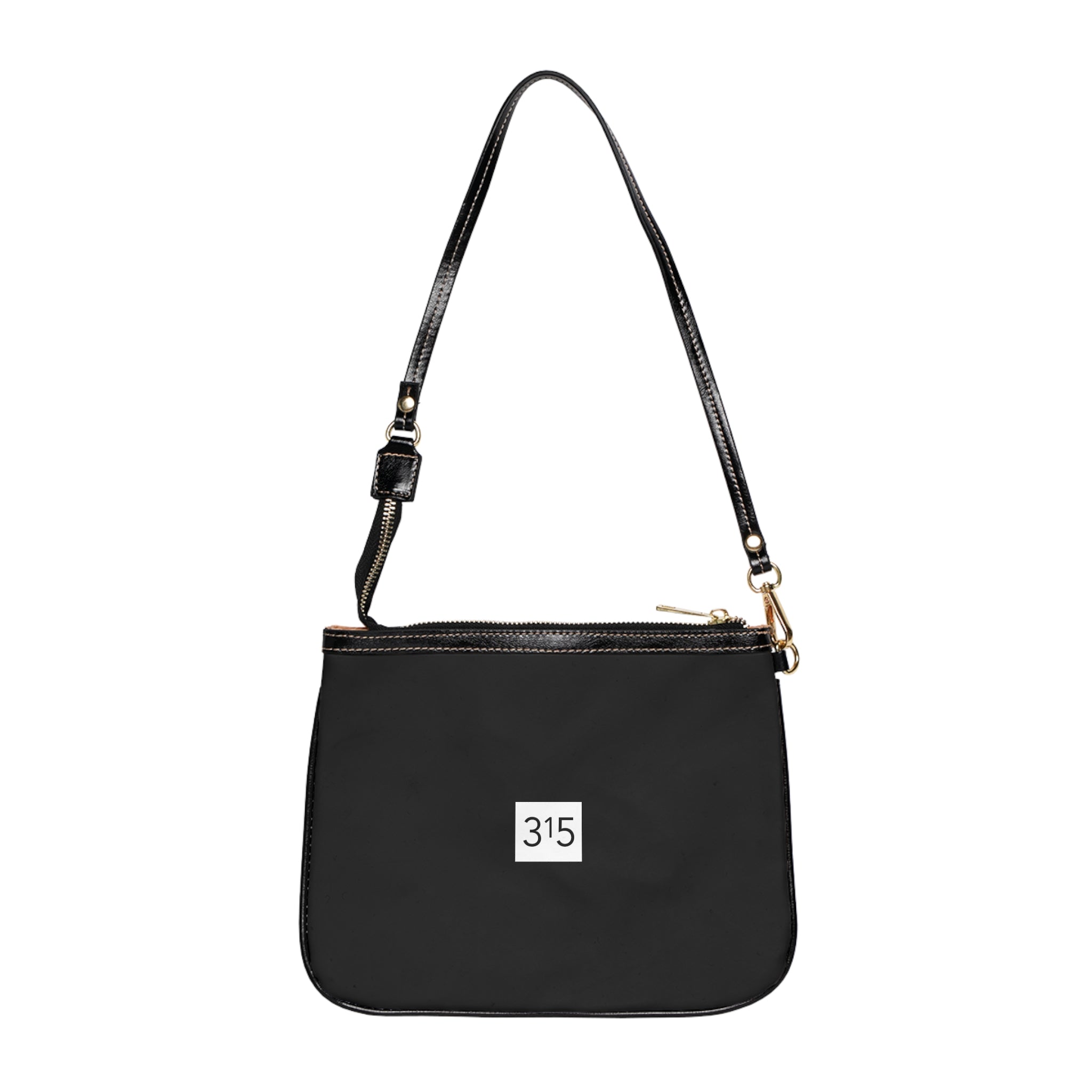 Minimalist Small Shoulder Bag with '315' Square Logo — Everyday Crossbody Purse
