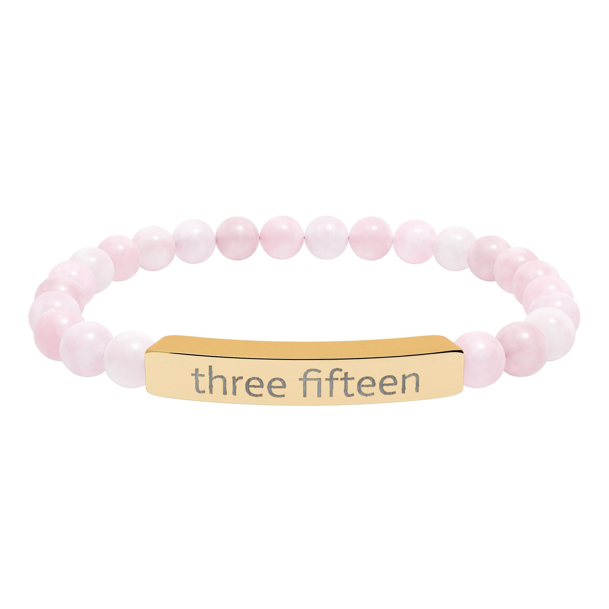 4 - Three Fifteen Engraved Natural Stone Stretch Bracelet