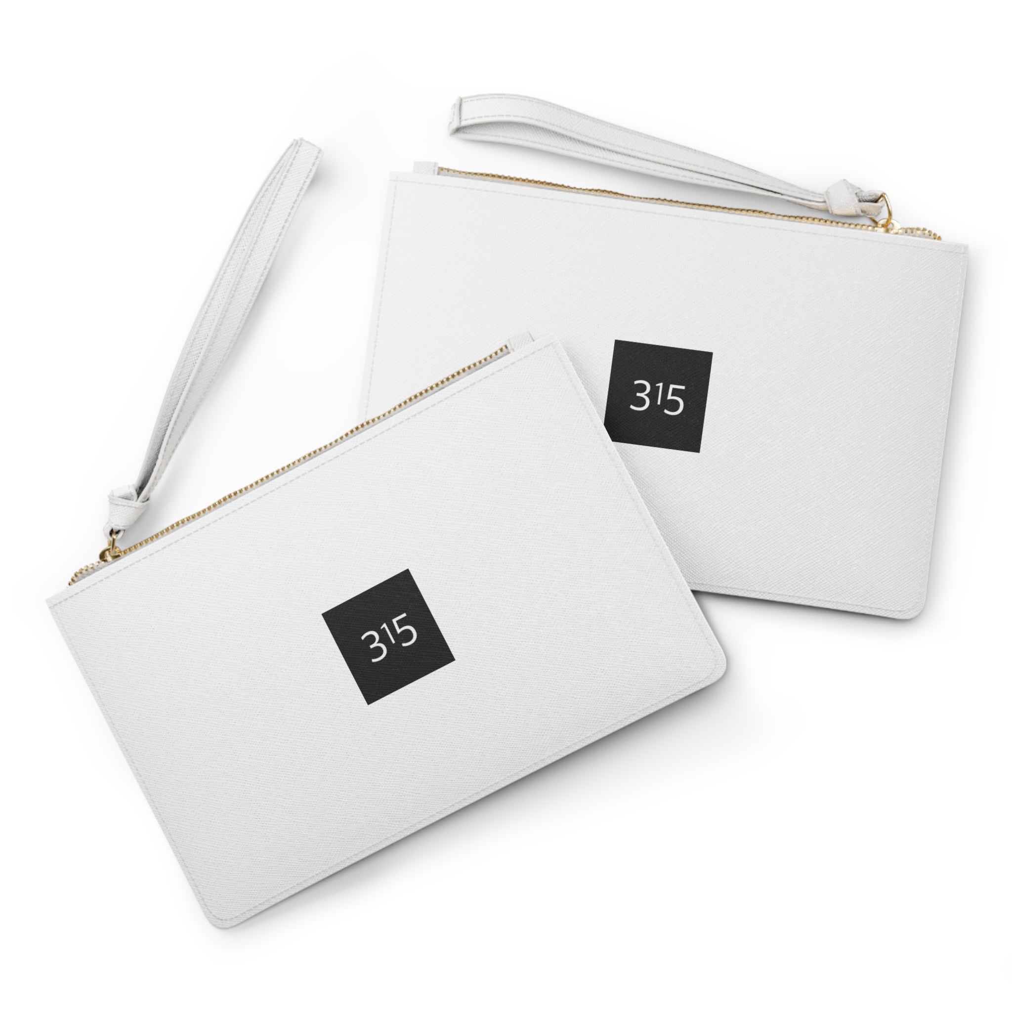 Clutch Bag — Minimalist '315' Square Logo Wristlet, White Everyday Evening Bag