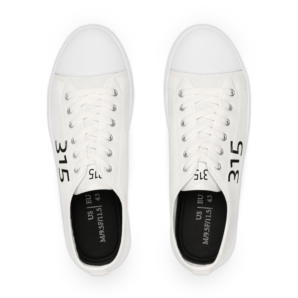 31 - Men’s White Low Top Sneakers with '315' Minimal Side Print — Men's Casual Canvas Shoes