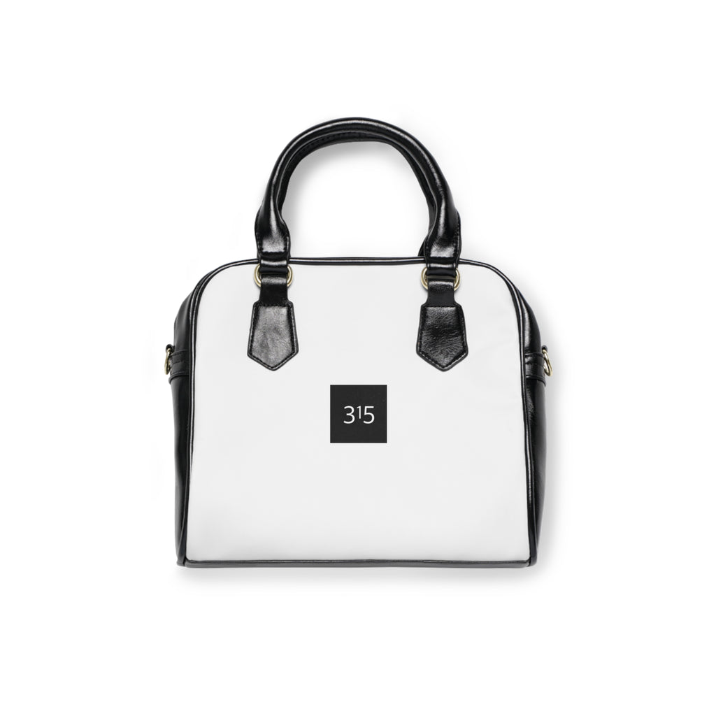 Classic White Shoulder Handbag with Minimal '315' Square Logo — Chic Everyday Tote