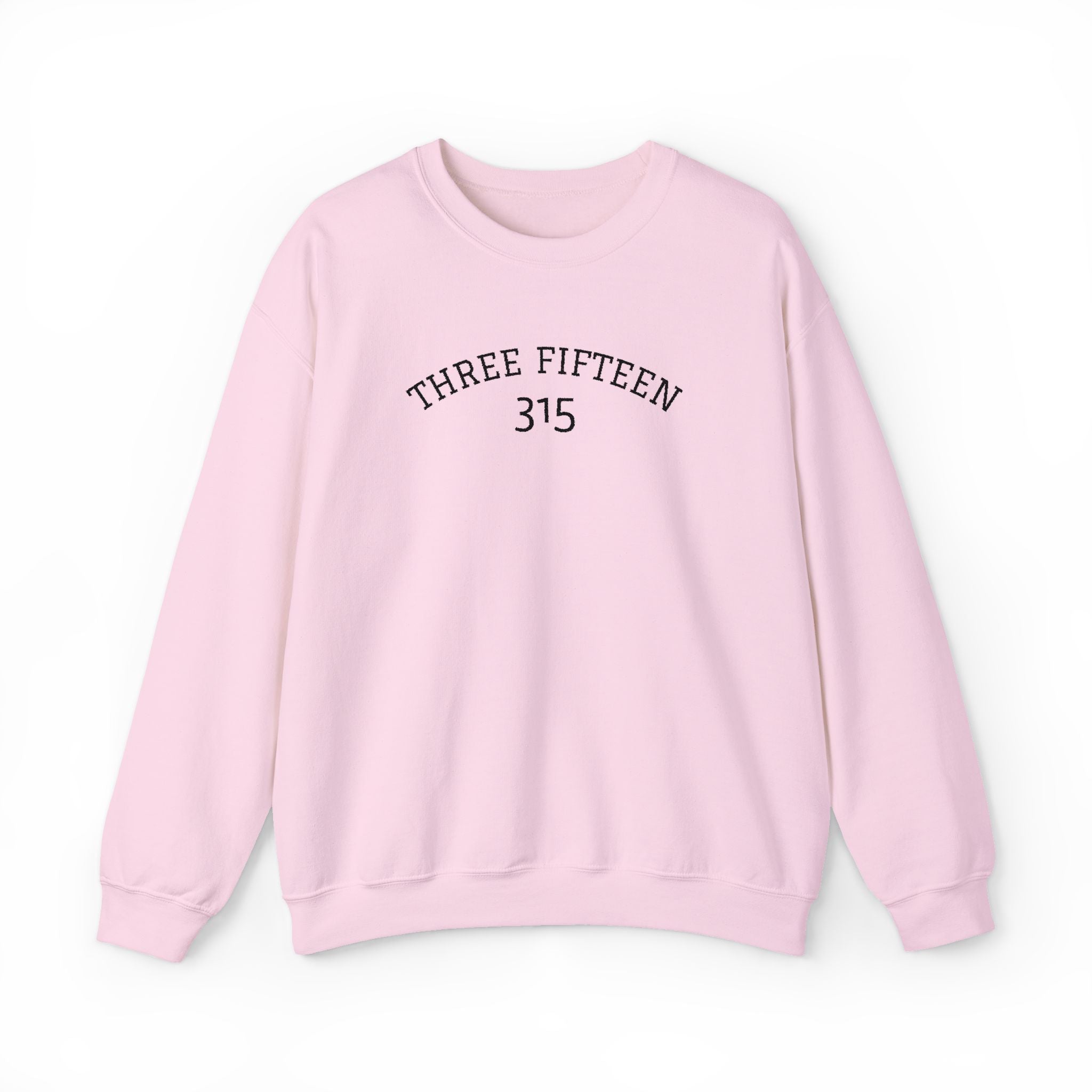 15 - Minimal '315' Embroidered Logo Crewneck Sweatshirt — White Casual Pullover