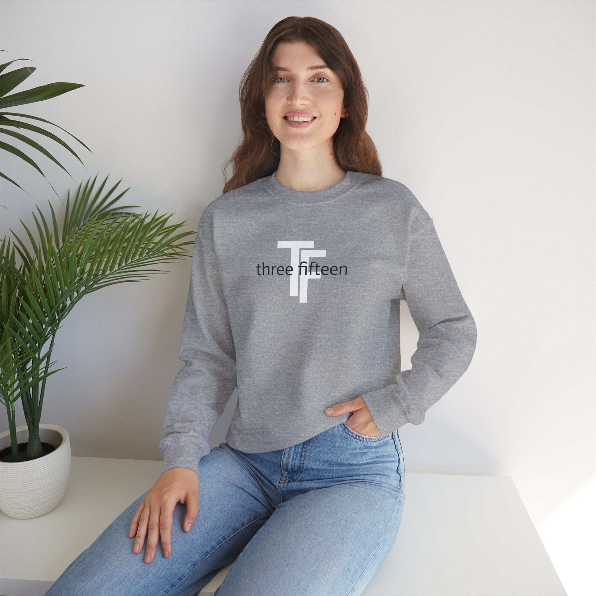 15 - Minimal TF three fifteen overlay Logo Sweatshirt — Casual Unisex Crewneck